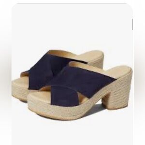 Cordani Navy Blue “Ellis” Suede Espadrille Platform Sandals
